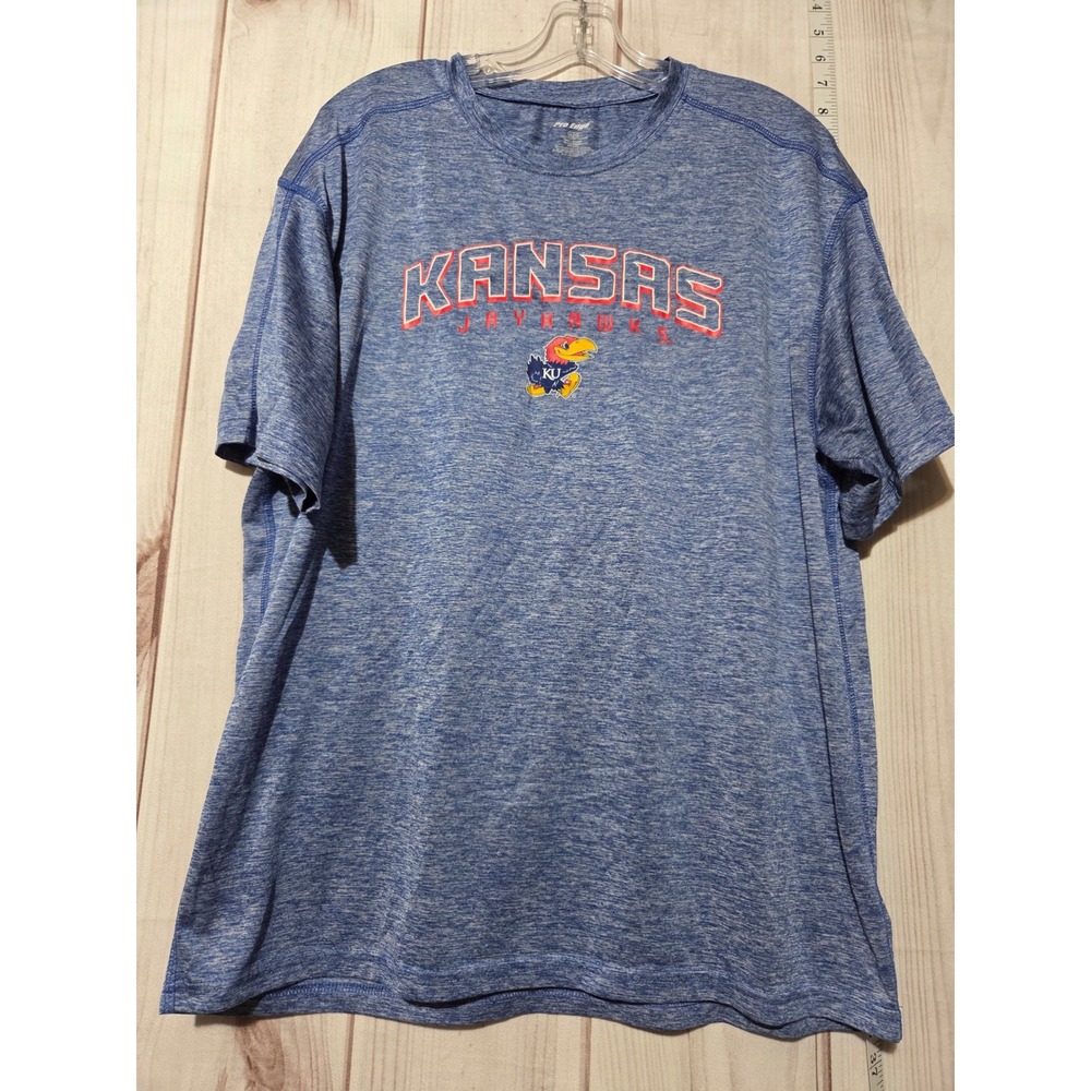 Ladies XL Kansas Jayhawks T-Shirt Heather Blue Short‎ Sleeve